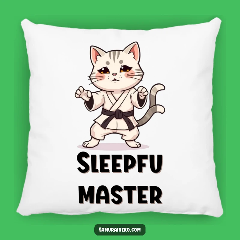 Funny Karate Cat Pillow: Comfy Cushion, Hilarious Decor Gift