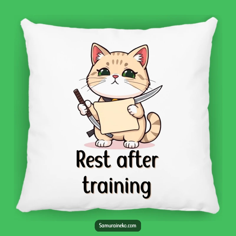 Funny Proud Cat Katana Pillow: Cozy Comfort for Focused Souls