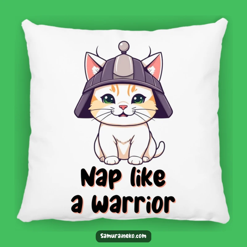 Funny Samurai Cat Pillow: Cozy Determined Feline Cushion, Bold Home Gift