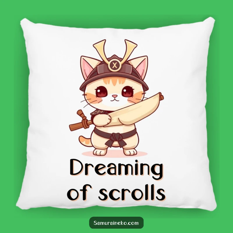 Funny Samurai Cat Pillow - Warrior Kitty Cushion - Cozy & Courageous Gift