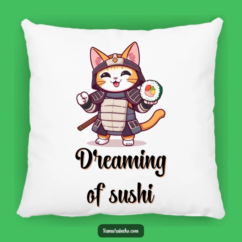Funny Samurai Sushi Cat Pillow: Comfy Cushion, Hilarious Decor Gift