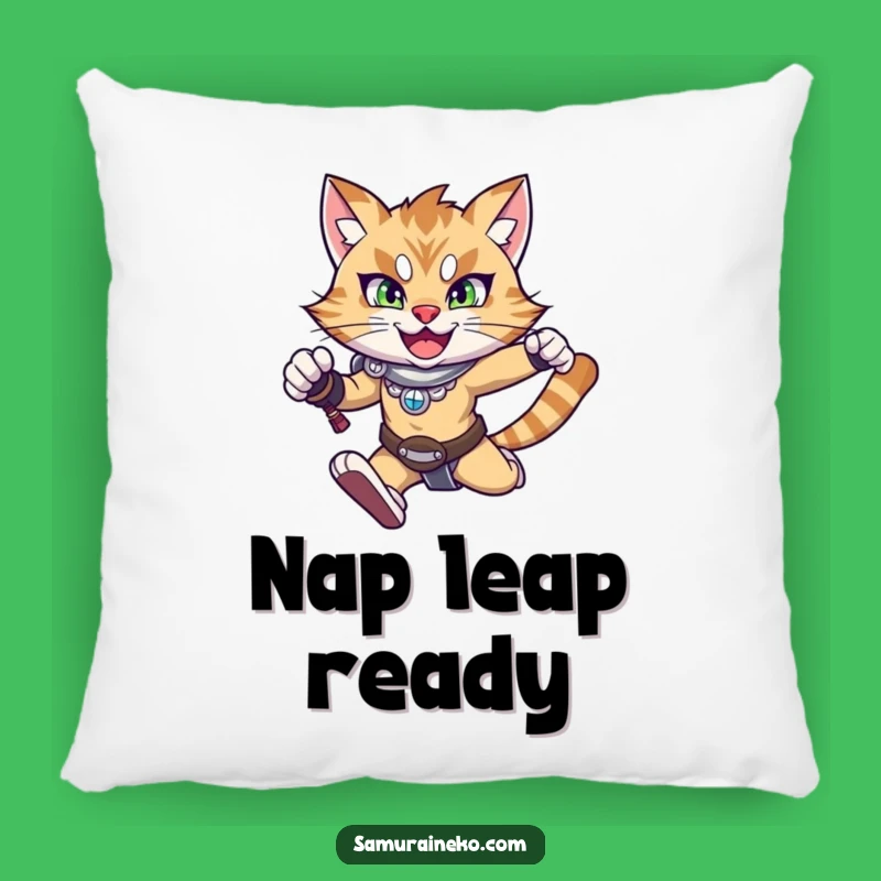 Funny Leaping Warrior Cat Pillow: Comfy Cushion, Hilarious Decor Gift