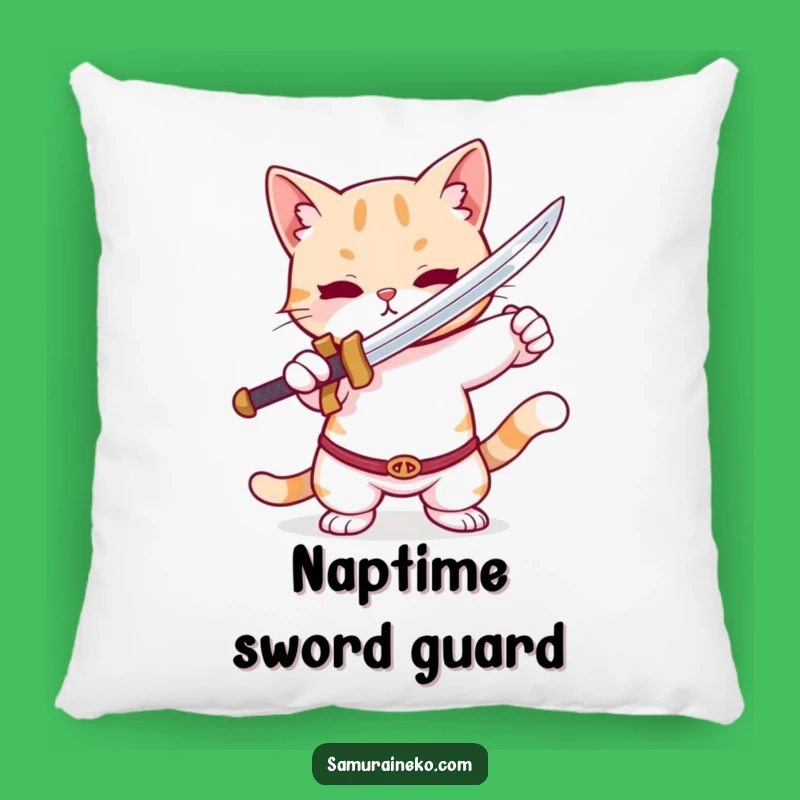 Cozy Funny Cat Tiny Sword Pillow: Huggable Comfort with Hilarious Feline Warrior Design