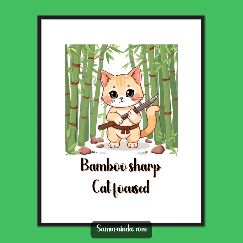 Funny Samurai Cat Digital Print: High-Res Feline Warrior with Katana, Instant Funny Gift!