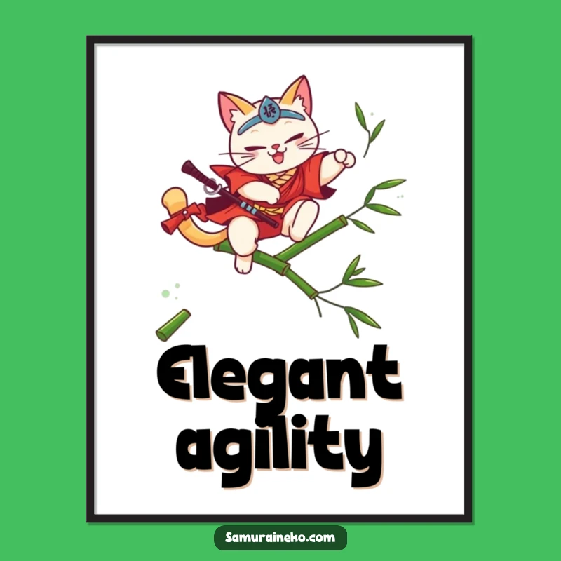 Funny Cat Samurai Digital Art - Instant Downloadable Feline Elegance