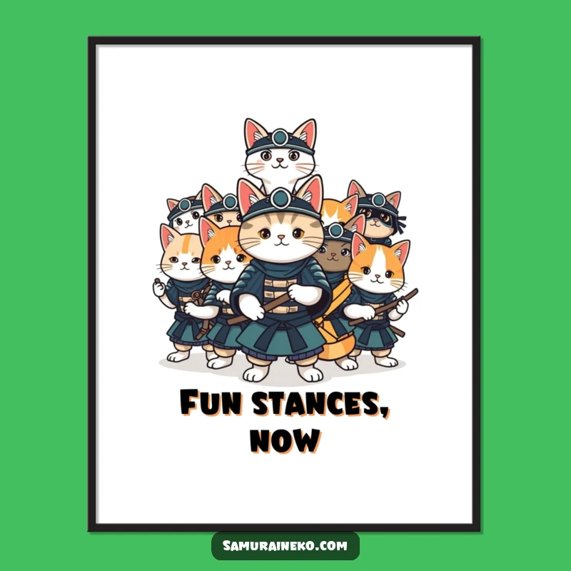 Funny Cat Samurai Fun Digital Art: Printable Playfulness for Your Space