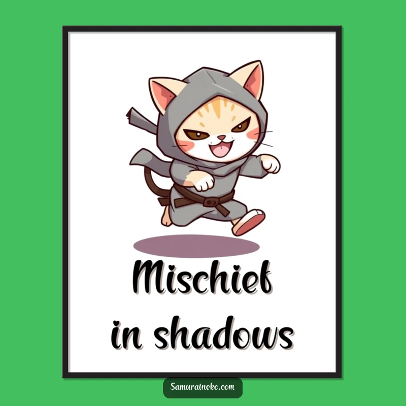Funny Cat Ninja Digital Art: Stealthy Feline Action for Dynamic Decor