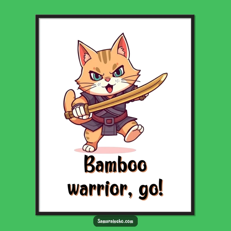 Funny Determined Cat Warrior Digital Print: Instant Motivational Art, Perfect Gift