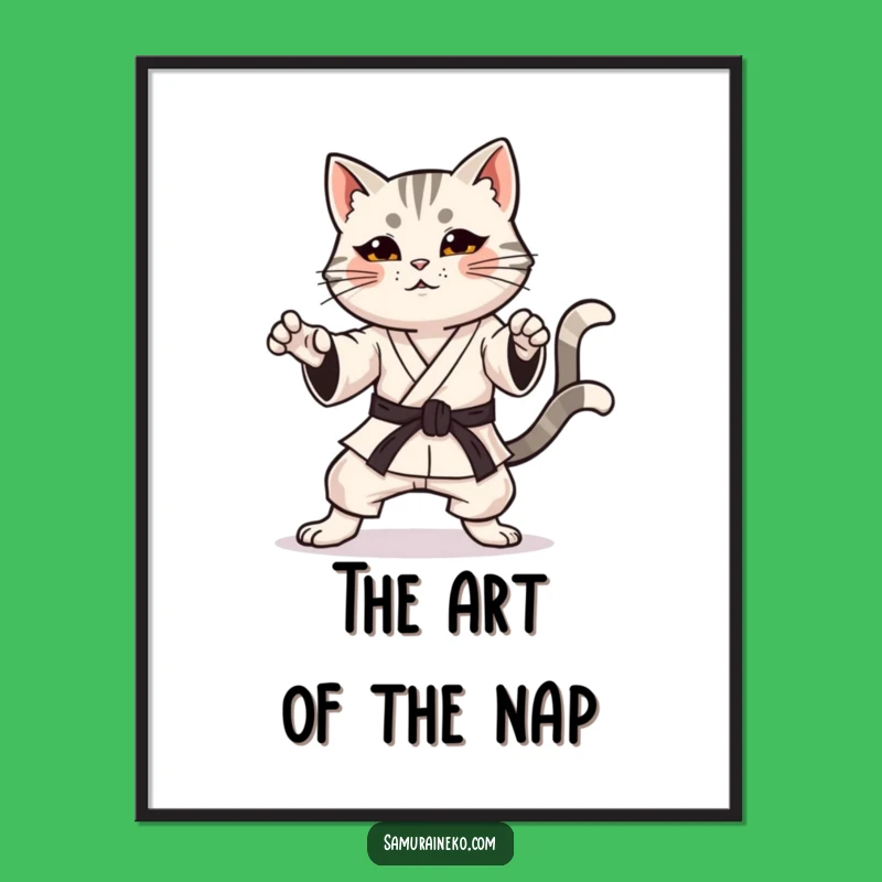Funny Digital Karate Cat Art: Instant Action Download, Humorous Decor