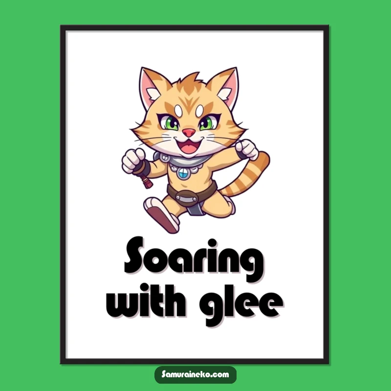 Funny Digital Leaping Cat Art: Instant Action Download, Humorous Decor
