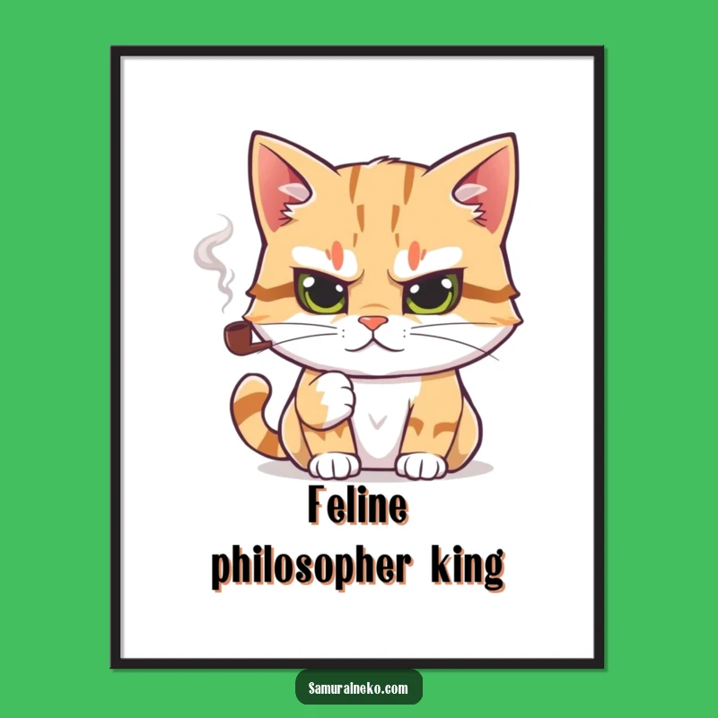 Funny Intellectual Cat Digital Art: Instant Wise Decor, Perfect Gift