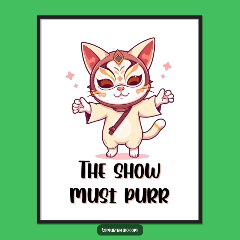 Funny Kabuki Cat Digital Art: Instant Drama, Hilarious Feline Joy!