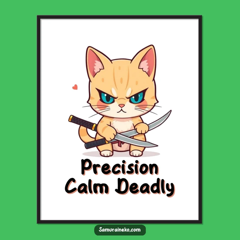 Funny Samurai Cat Digital Art - Instant Hilarious Gift for Sharp Decor