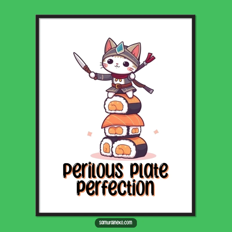 Funny Sushi Cat Warrior Digital Print: Instant Epic Art, Perfect Gift