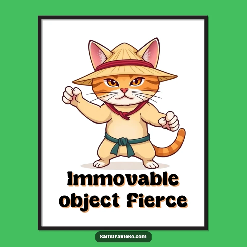 Funny Martial Arts Cat Digital Art - Instant Hilarious Gift for Determined Decor