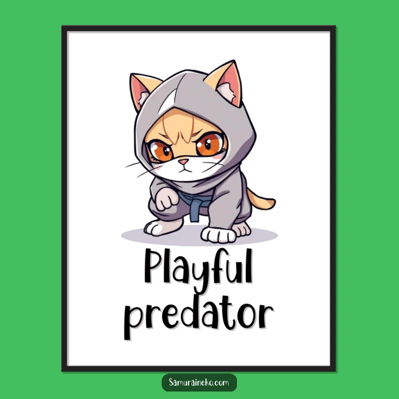 Funny Cat Ninja Digital Art - Instant Downloadable Stealthy Feline Art
