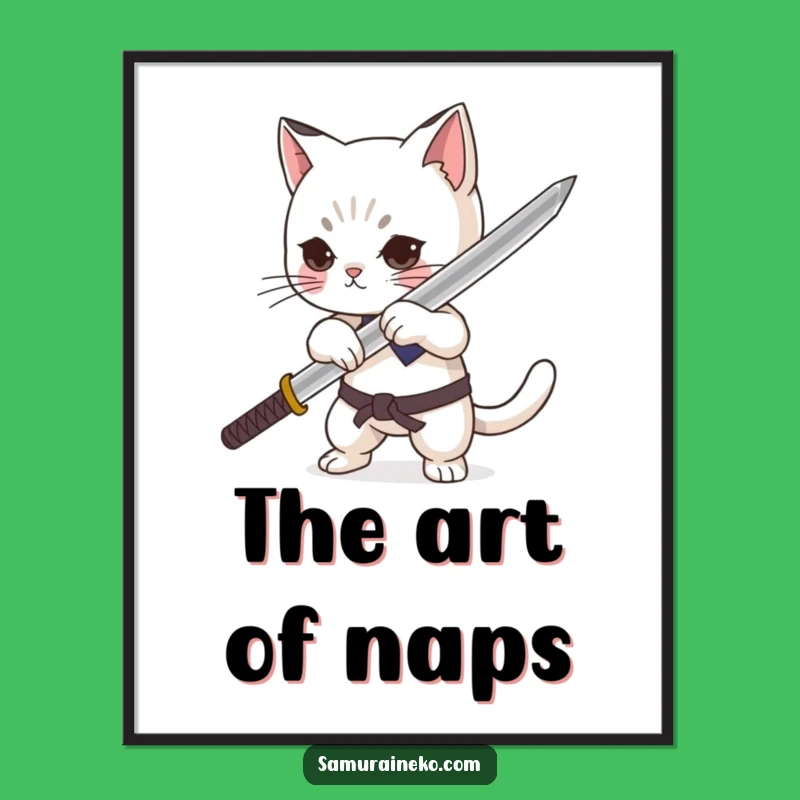 Funny Cat Samurai Digital Art: Tiny Katana Sheath - Instant Download