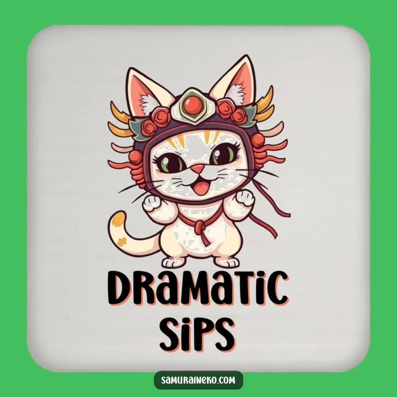 Funny Cat Mask Coaster: Protect Surfaces with Theatrical Feline Charm