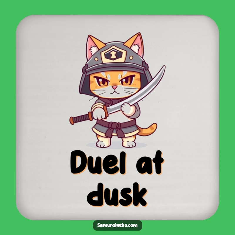 Funny Samurai Cat Coaster: Protect Surfaces with Warrior Style
