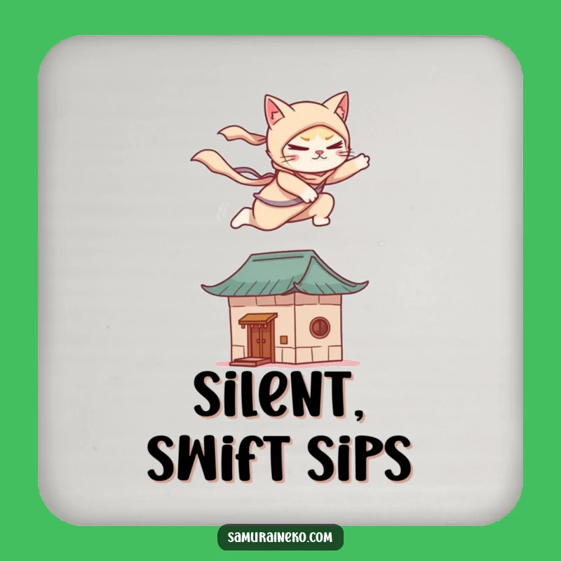 Funny Cat Ninja Coaster: Protect Surfaces with Stealthy Charm