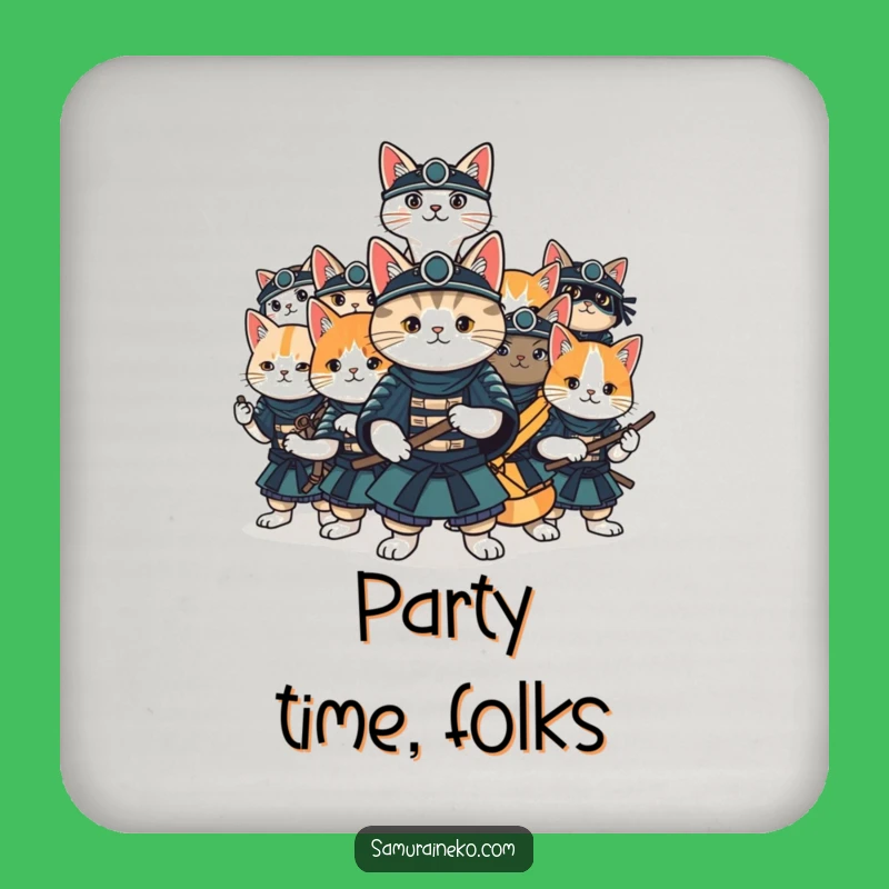 Funny Cat Samurai Fun Drink Coaster: Protect Surfaces with Playfulness