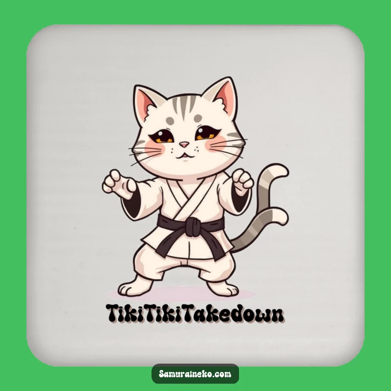 Funny Karate Cat Coaster Set: Protect Surfaces with Martial Arts Humor