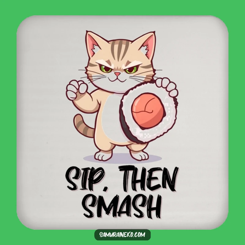 Funny Kitty Sushi Coaster: Dramatic Cat Protection for Your Drinks & Surfaces
