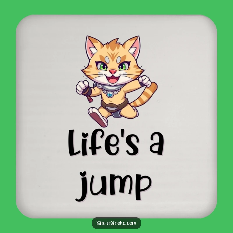 Funny Leaping Cat Coaster Set: Protect Surfaces with Action Humor