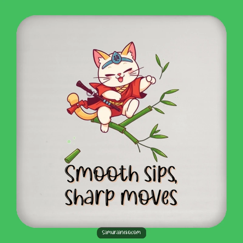 Funny Cat Samurai Coasters - Protect Surfaces with Feline Finesse