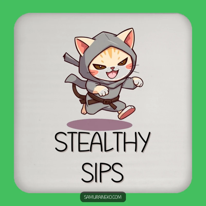 Funny Cat Ninja Coaster: Protect Surfaces with Stealthy Feline Charm
