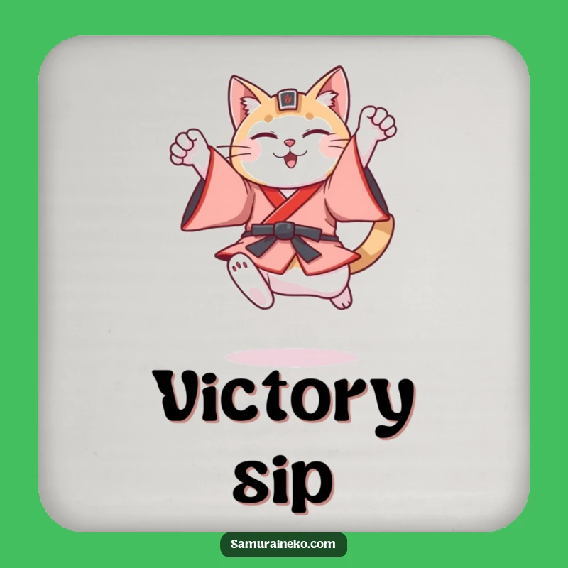 Funny Feudal Cat Warrior Coaster: Protect Surfaces with Heroic Flair