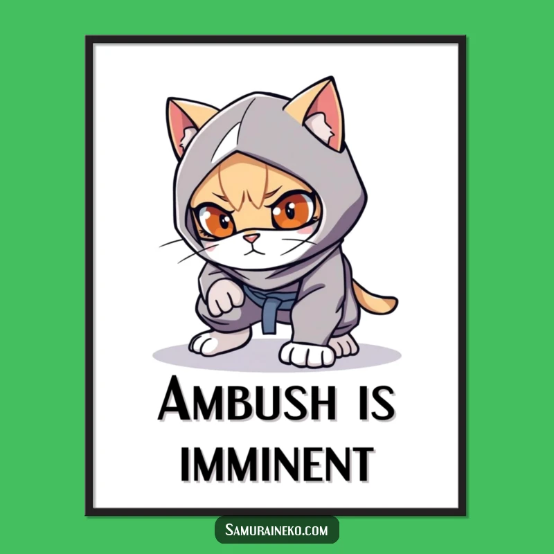 Funny Cat Ninja Poster - Stealthy Feline Art for Your Walls