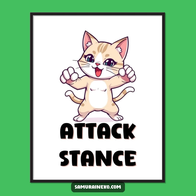 Funny Fighting Cat Poster - Dynamic Wall Art & Action Gift