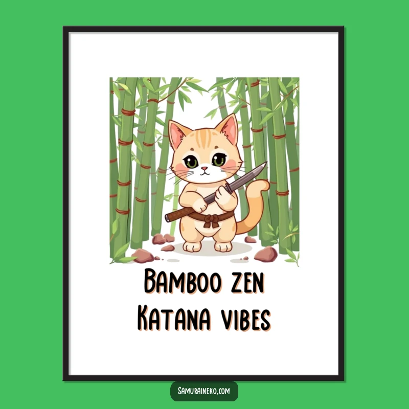 Funny Samurai Cat Poster: Epic Feline Warrior with Katana, Amazing Funny Wall Art Gift!