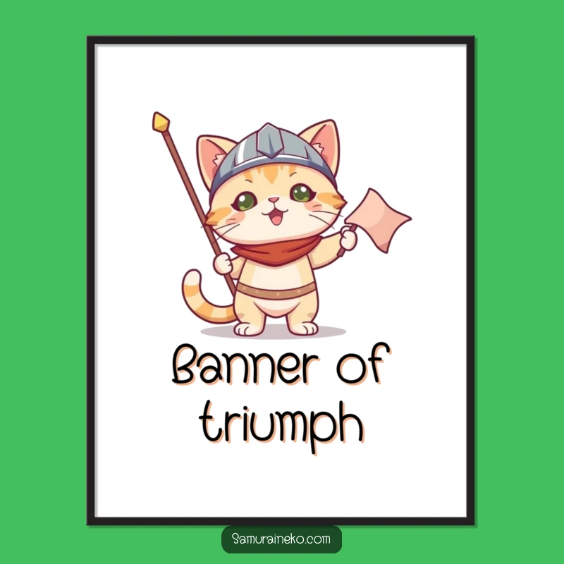 Funny Cat Helmet Poster: Celebrate Victory with Whimsical Art