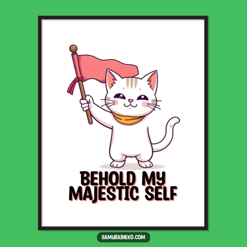 Funny Cat Hero Poster: Majestic Feline Banner Art - Perfect Funny Gift!