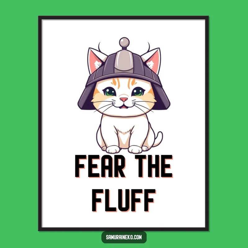 Funny Samurai Cat Poster: Determined Feline Warrior Art, Bold Wall Decor Gift