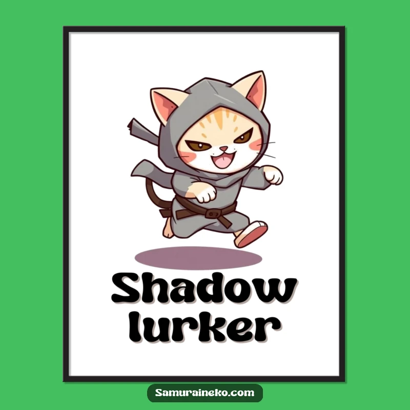 Funny Cat Ninja Poster: Stealthy Feline Art for Adventurous Walls
