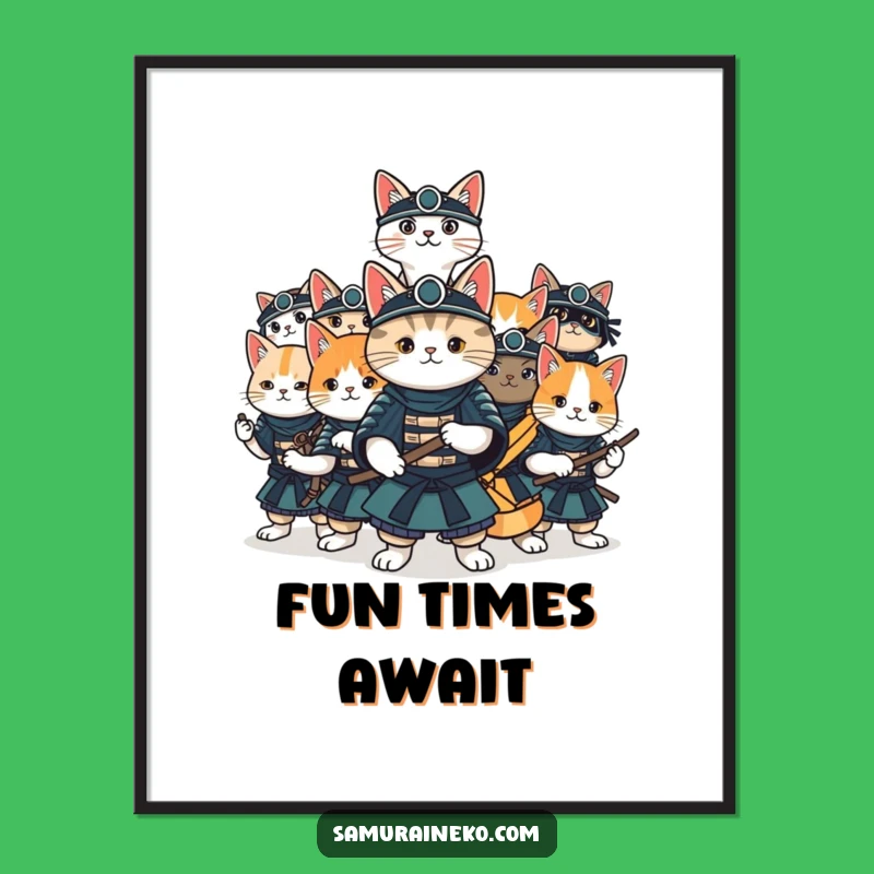 Funny Cat Samurai Fun Poster: Add Playful Warrior Vibes to Your Walls