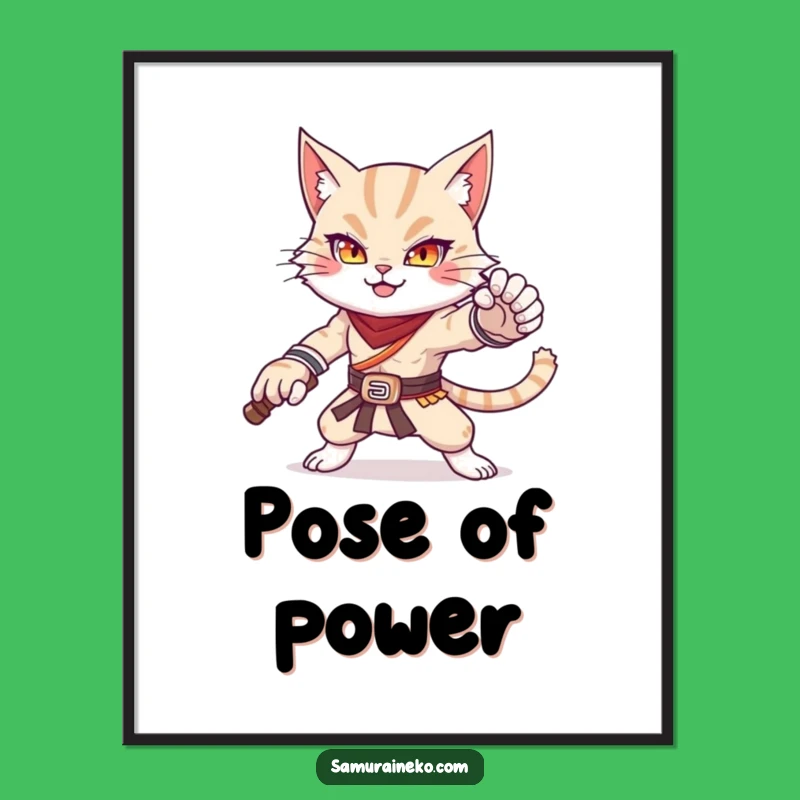 Funny Cat Warrior Poster: Powerful & Cute Feline Art