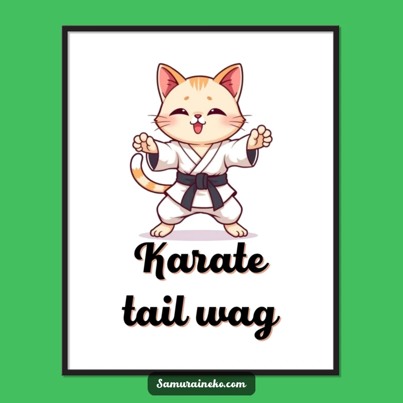 Funny Karate Cat Poster: Dynamic Wall Art for a Hilarious Kick