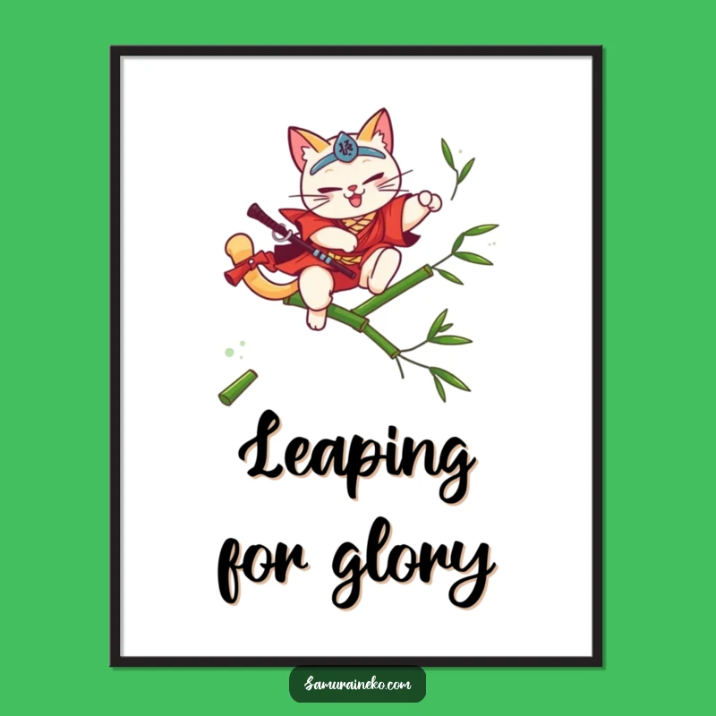 Funny Cat Samurai Poster - Elegant Feline Art for Your Walls