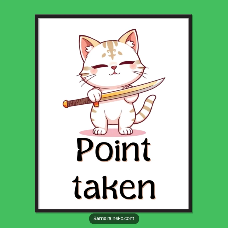 Funny Samurai Cat Sword Poster - Wall Art for Focused Humor Lovers