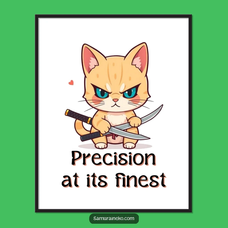 Funny Samurai Cat Poster - Whimsical and Hilarious Wall Art for Determined Souls