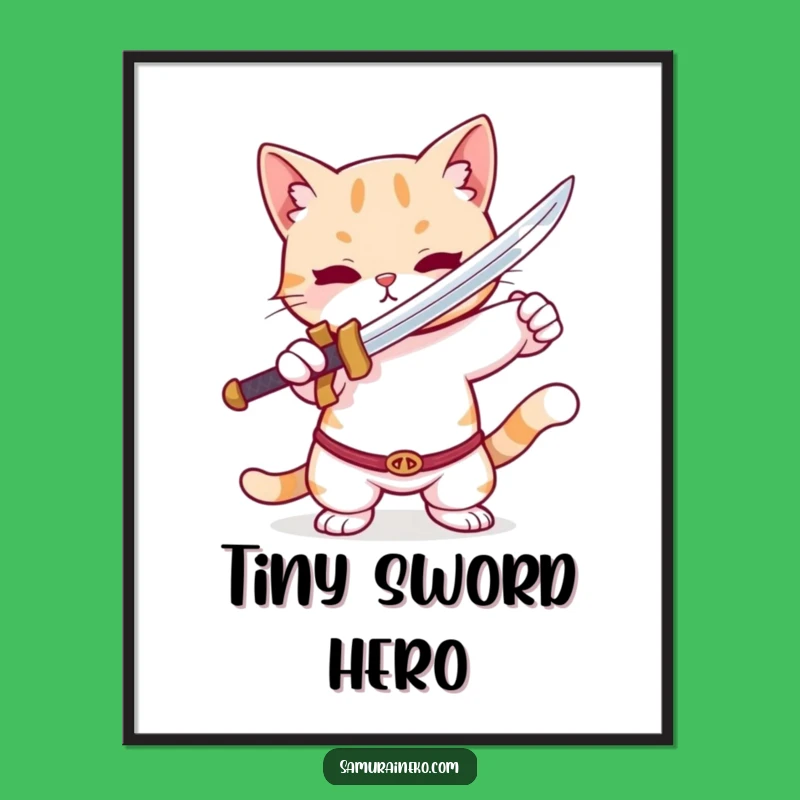 Funny Cat Tiny Sword Poster: Adorable Wall Art for a Hilarious Feline Touch