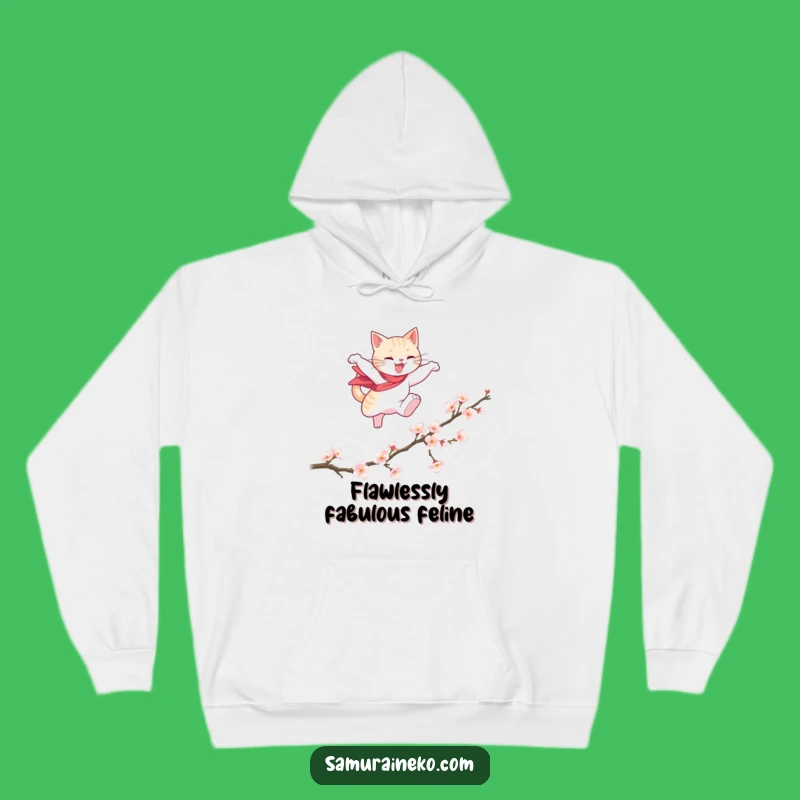 Funny Cat Hero Hoodie: Cozy Blossom Leap - Ultimate Funny Gift!