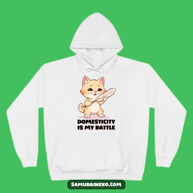 Funny Cat Feather Duster Hoodie: Cozy Kitty Combat - Ultimate Funny Gift!
