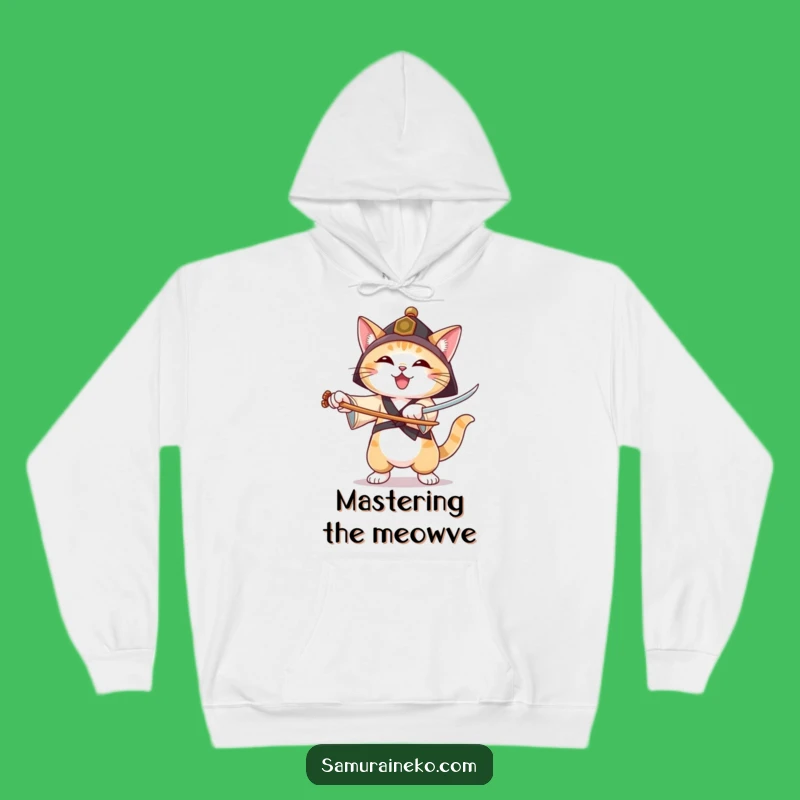 Funny Ronin Cat Hoodie: Cozy Joyful Feline, Martial Arts Comfort Gift