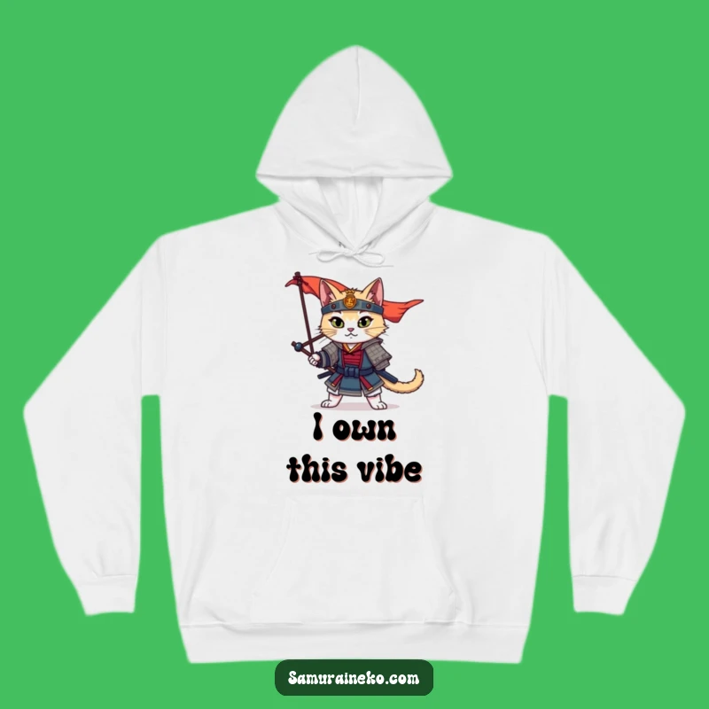Funny Samurai Cat Hoodie: Cozy Feline Warrior Gear, Ideal Funny Gift