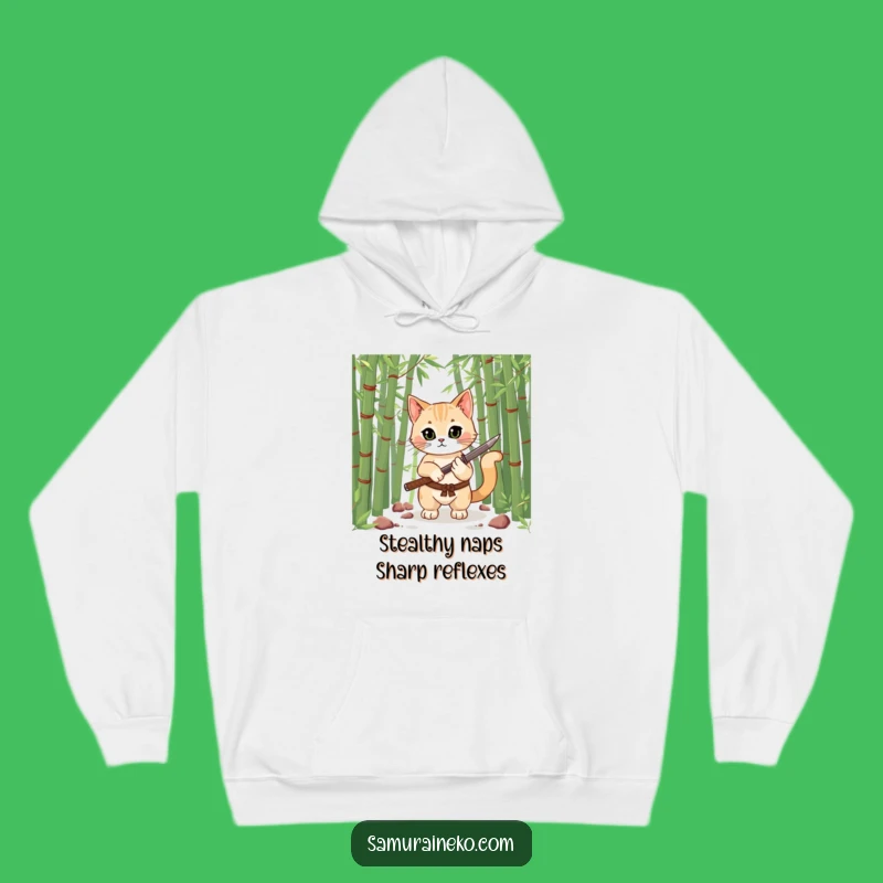 Funny Samurai Cat Hoodie: Cozy Feline Warrior with Tiny Katana, Perfect Funny Gift Ever!